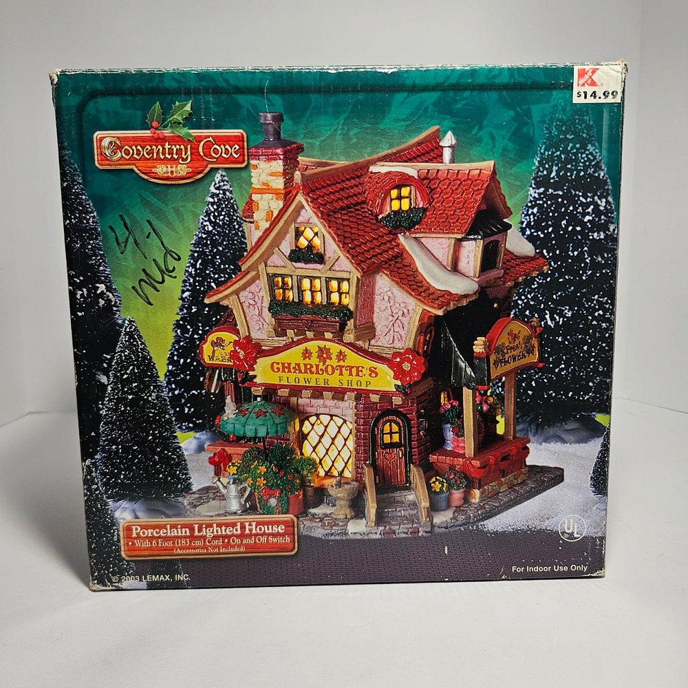Lemax Coventry Cove 2003 Charlotte's Flower Shop Porcelain Lighted House Village